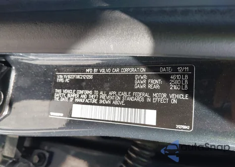 2012 Volvo S60 T5 from USA, damaged, VIN YV1622FS8C2121256